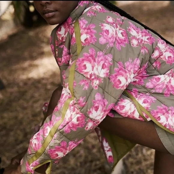 Free People Movement Printed Pippa Packable Puffer Jacket Pink Rose - Picture 3 of 8